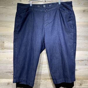 St Johns Bay Capri Cropped Jeans Trousers Size 26W Dark Wash Lightweight Stretch